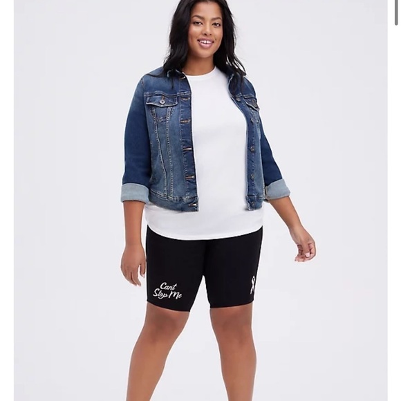 TORRID breast cancer awareness black bike short! - Picture 2 of 4